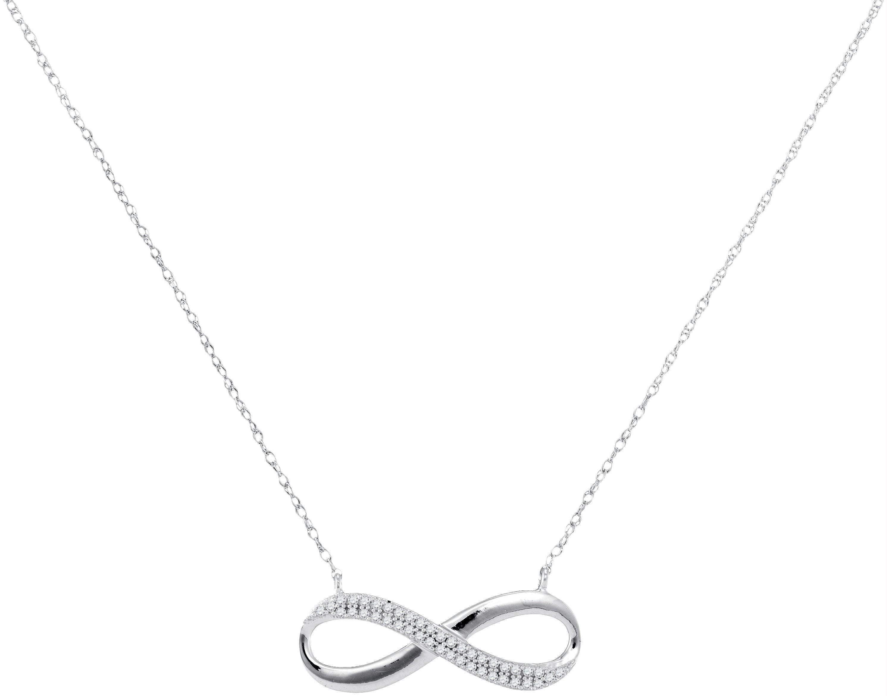 10kt White Gold Women's Round Diamond Infinity Pendant Necklace 1-8 Cttw - FREE Shipping (US/CAN