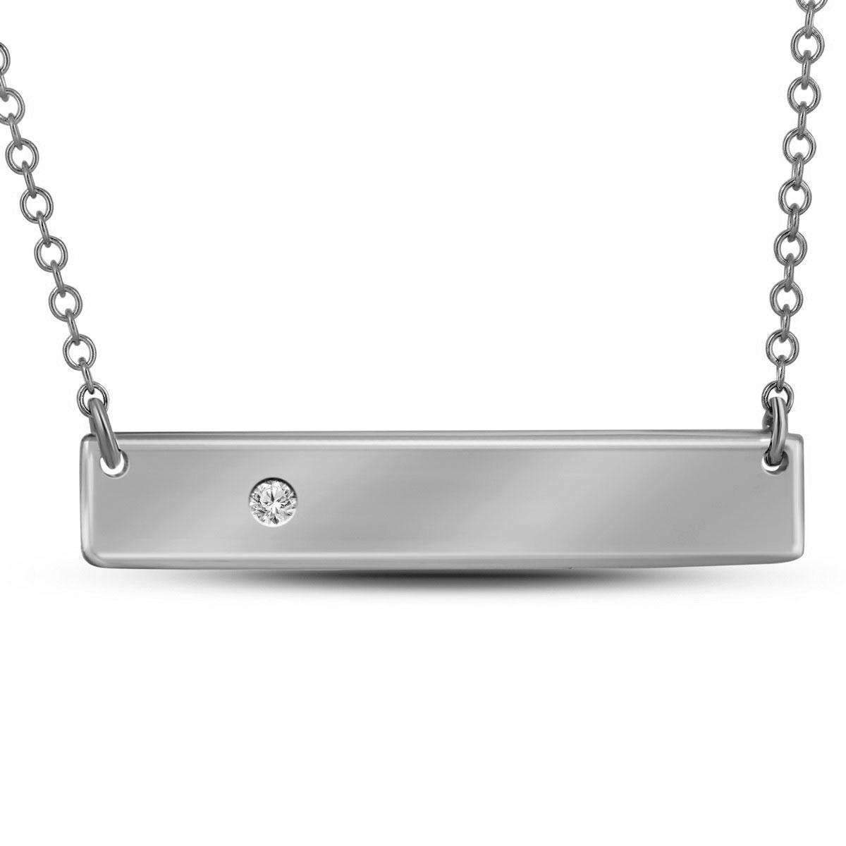 10kt White Gold Women's Round Diamond Rectangle Bar Necklace .02 Cttw - FREE Shipping (US/CAN)