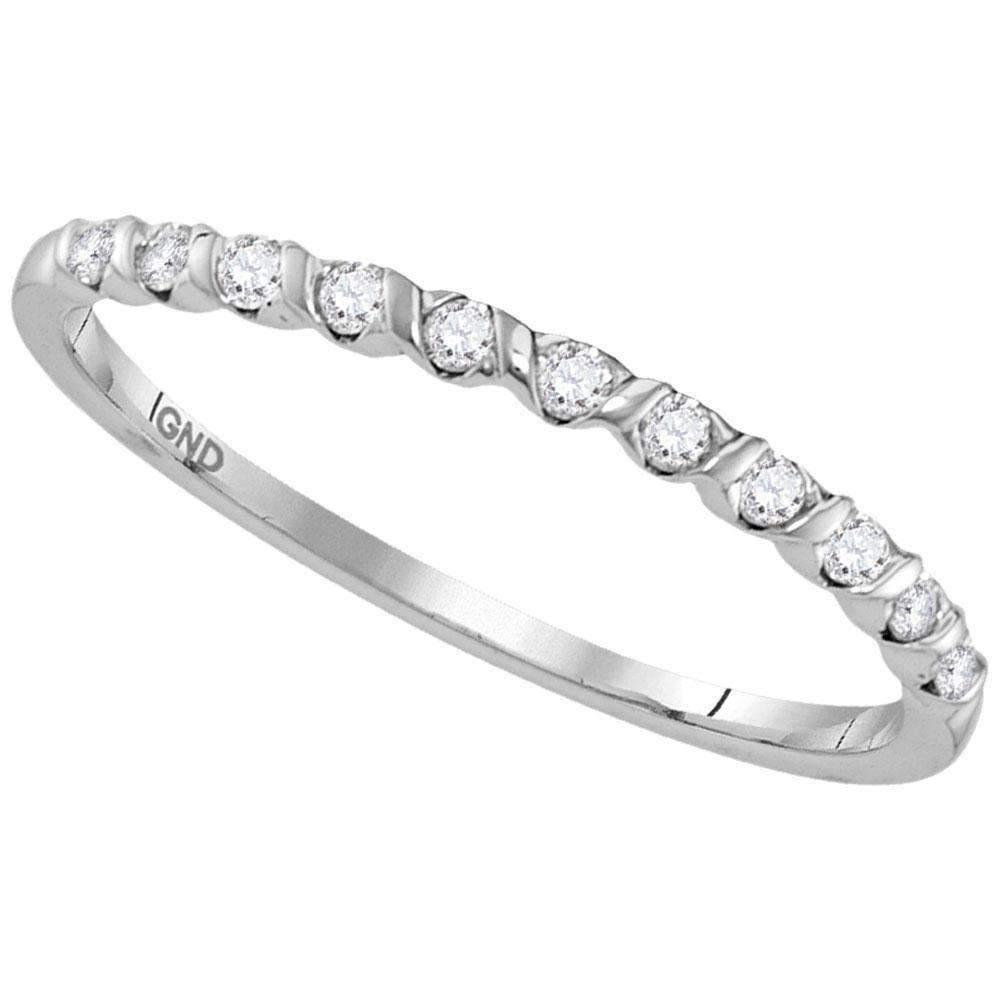 10kt White Gold Women's Round Diamond Single Row Stackable Band Ring 1/6 Cttw - FREE Shipping (U