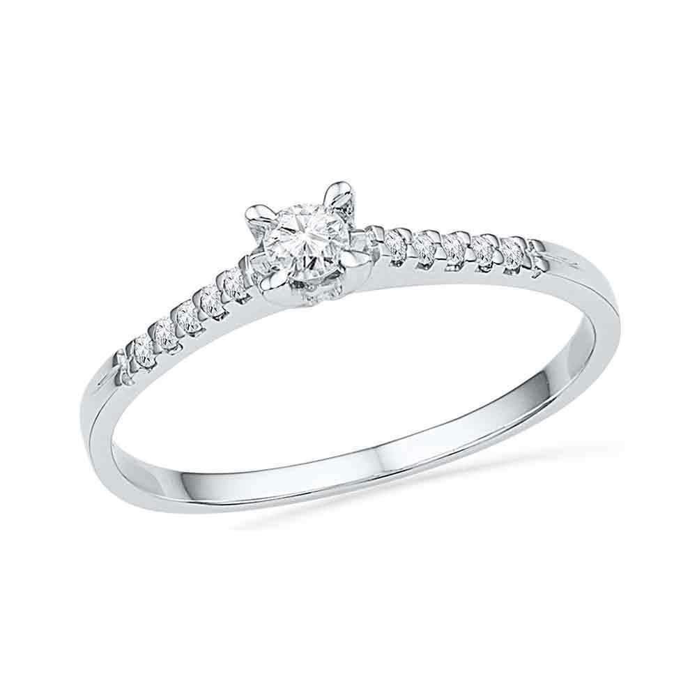 10kt White Gold Women's Round Diamond Solitaire Promise Bridal Ring 1/8 Cttw - FREE Shipping (US