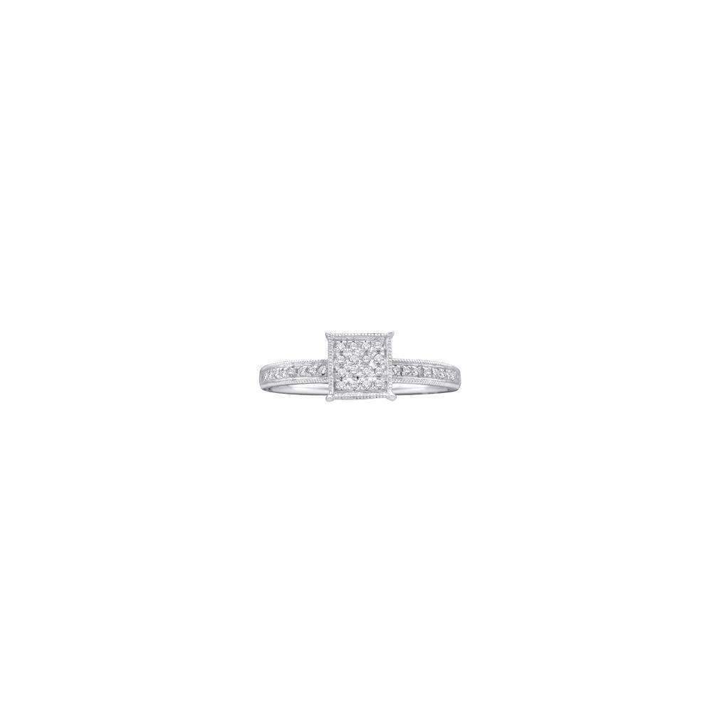 10kt White Gold Women's Round Diamond Square Cluster Ring 1/10 Cttw - FREE Shipping (US/CAN)