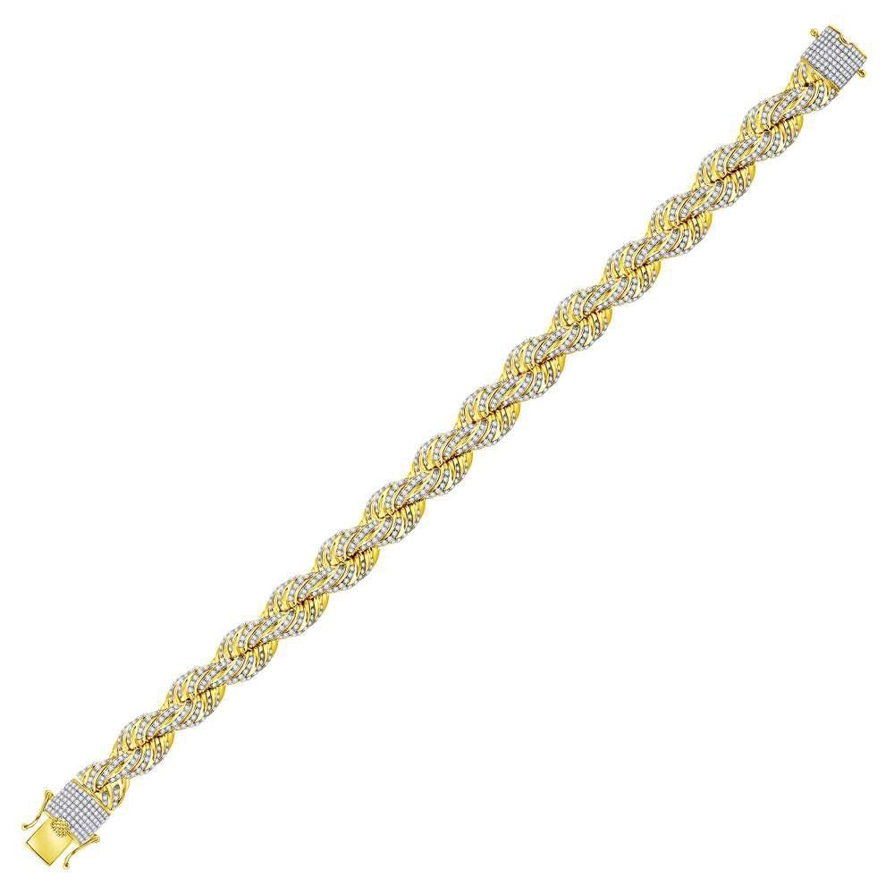 10kt Yellow Gold Mens Diamond Rope Chain Bracelet 8-5/8 Cttw