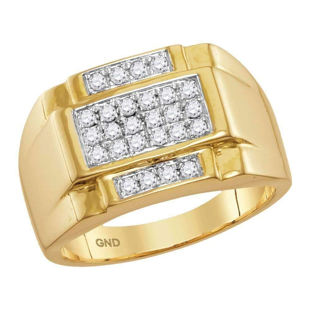 10kt Yellow Gold Men's Round Diamond Square Cluster Ring 1/2 Cttw - FREE Shipping (US/CAN)