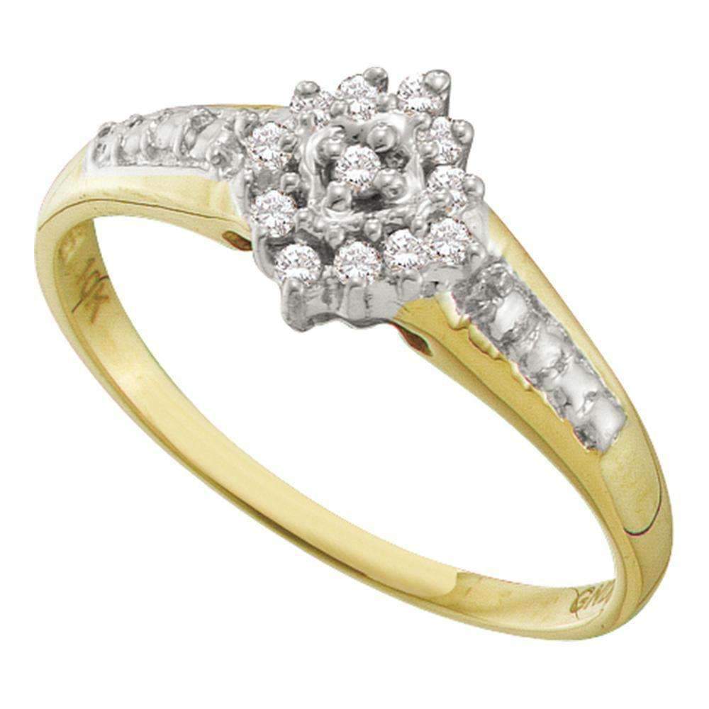 10kt Yellow Gold Women's Round Diamond Cluster Ring 1/10 Cttw - FREE Shipping (US/CAN)