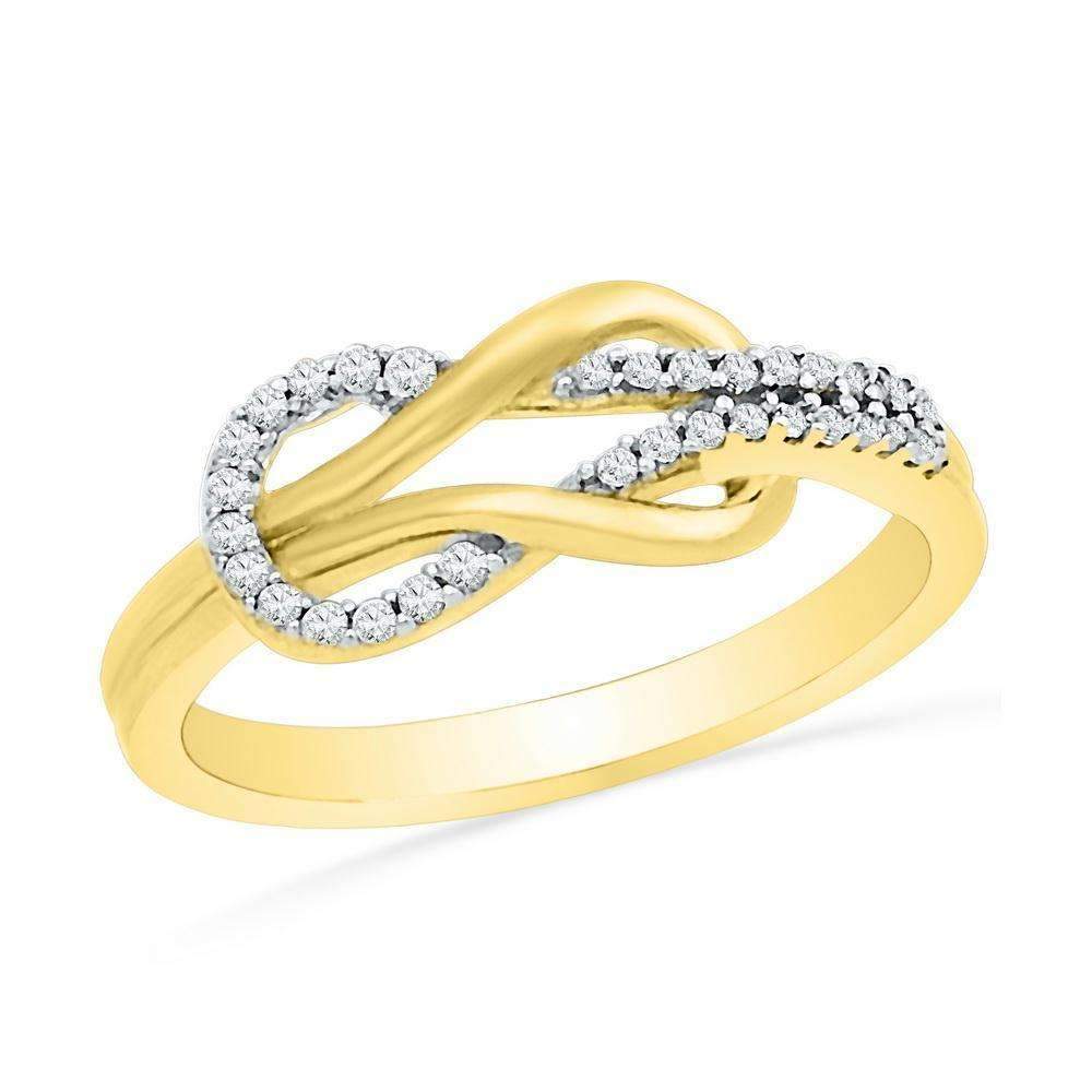 10kt Yellow Gold Women's Round Diamond Double Lasso Infinity Ring 1/6 Cttw - FREE Shipping (US/C