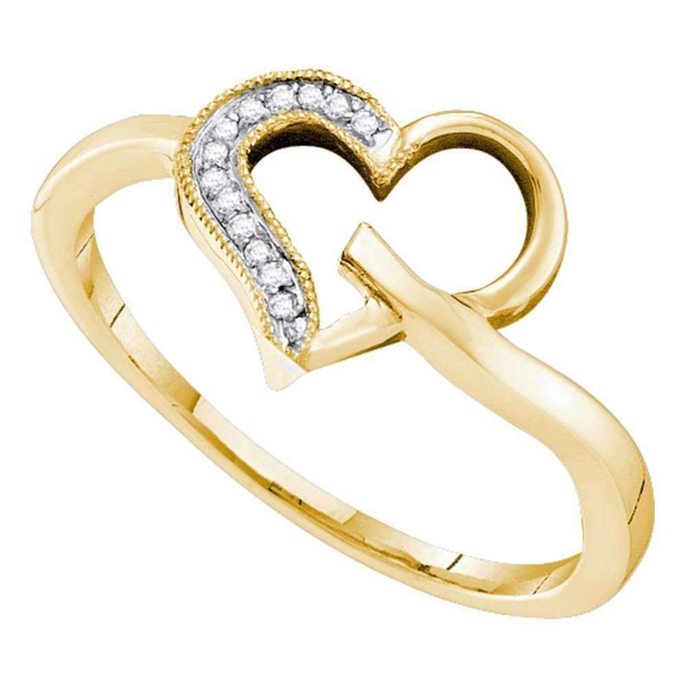 10kt Yellow Gold Women's Round Diamond Heart Love Ring 1/20 Cttw - FREE Shipping (US/CAN)