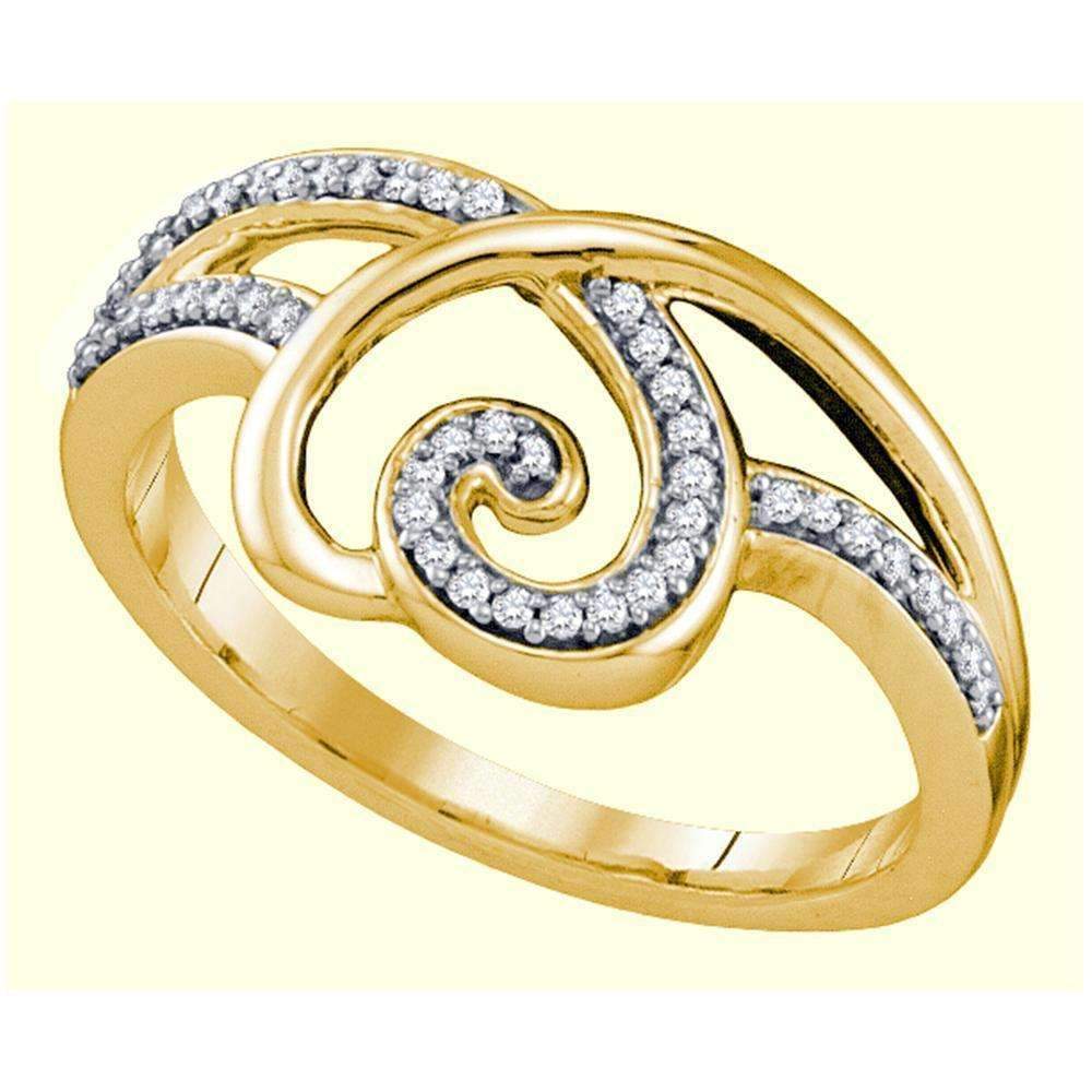 10kt Yellow Gold Women's Round Diamond Heart Love Ring 1/6 Cttw - FREE Shipping (US/CAN)