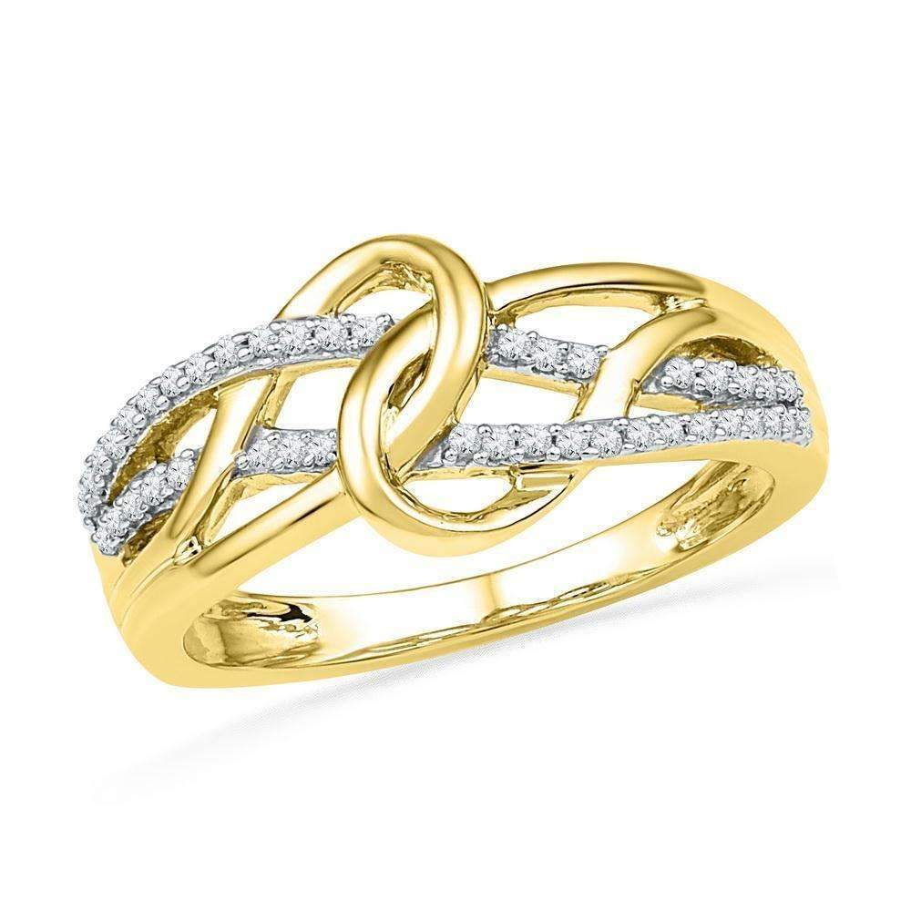 10kt Yellow Gold Women's Round Diamond Infinity Loop Knot Lasso Ring 1/6 Cttw - FREE Shipping (U