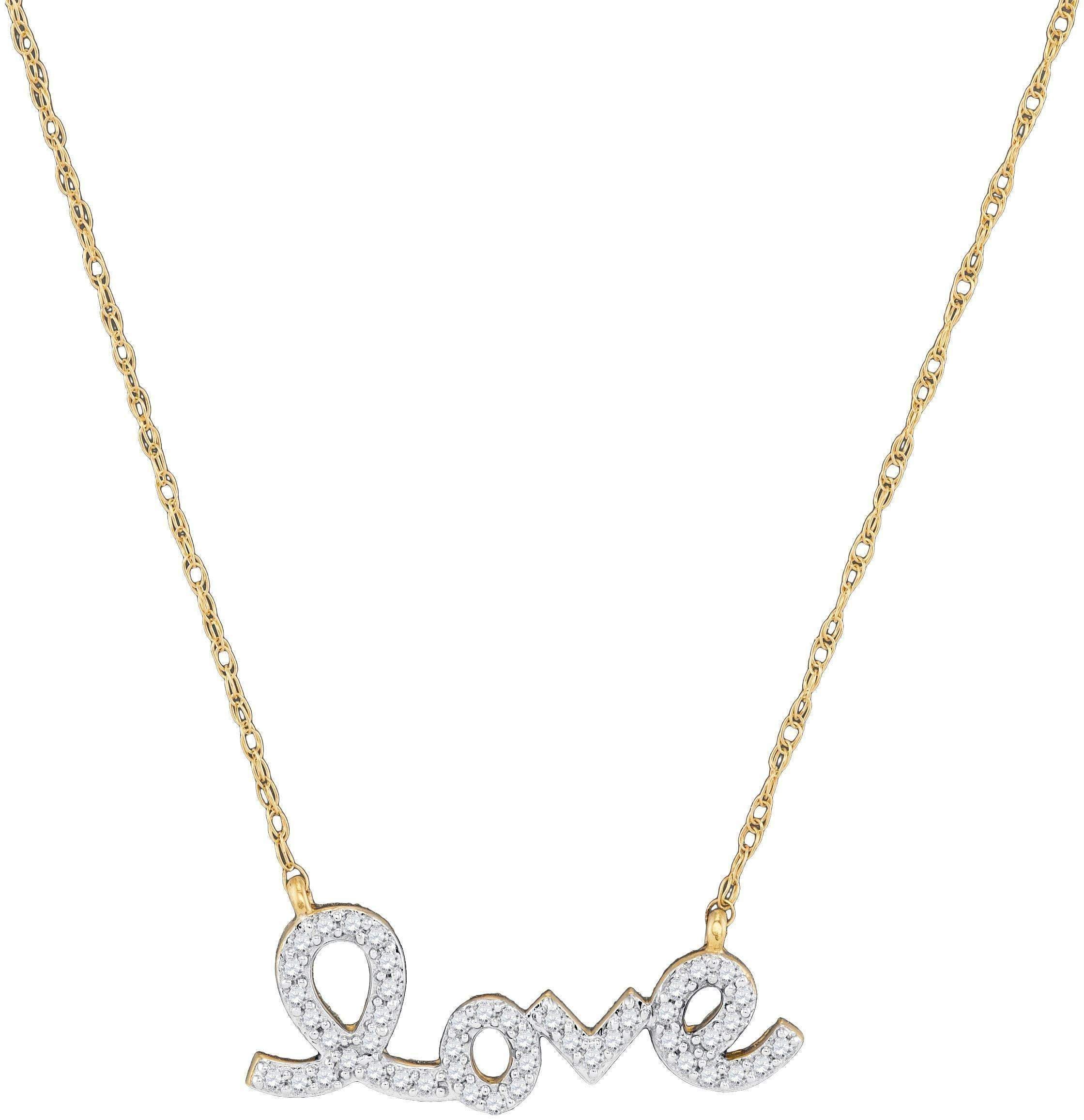 10kt Yellow Gold Women's Round Diamond Love Pendant Necklace 1-6 Cttw - FREE Shipping (US/CAN)