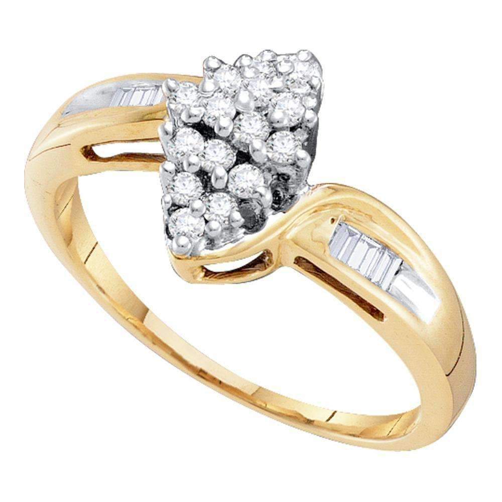 10kt Yellow Gold Womens Round Diamond Oval Cluster Baguette Ring 1/4 Cttw - FREE Shipping (US/CAN)