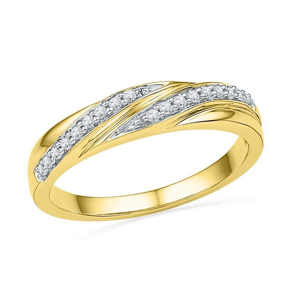 10kt Yellow Gold Women's Round Diamond Simple Band Ring 1/10 Cttw - FREE Shipping (US/CAN)