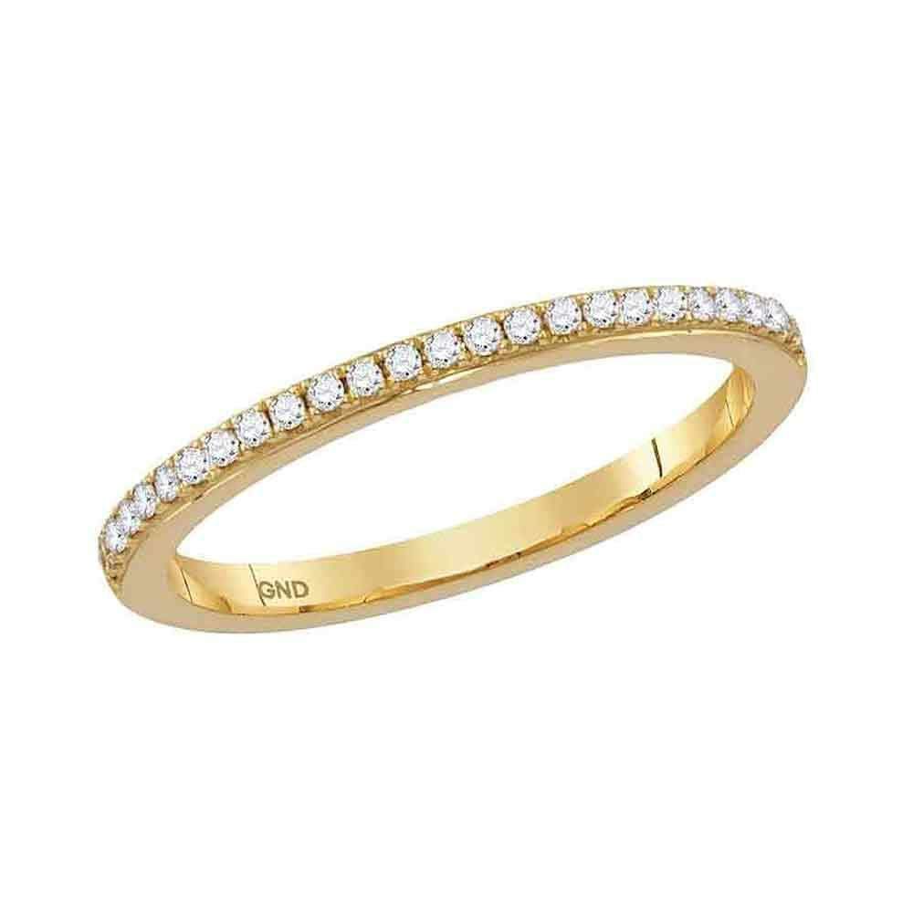 10kt Yellow Gold Women's Round Diamond Single Row Stackable Band Ring 1/8 Cttw - FREE Shipping (