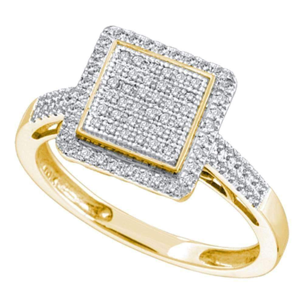 10kt Yellow Gold Women's Round Diamond Square Frame Cluster Ring 1/3 Cttw - FREE Shipping (US/CA