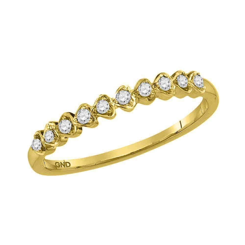 10kt Yellow Gold Womens Round Diamond Stackable Band Ring 1-10 Cttw