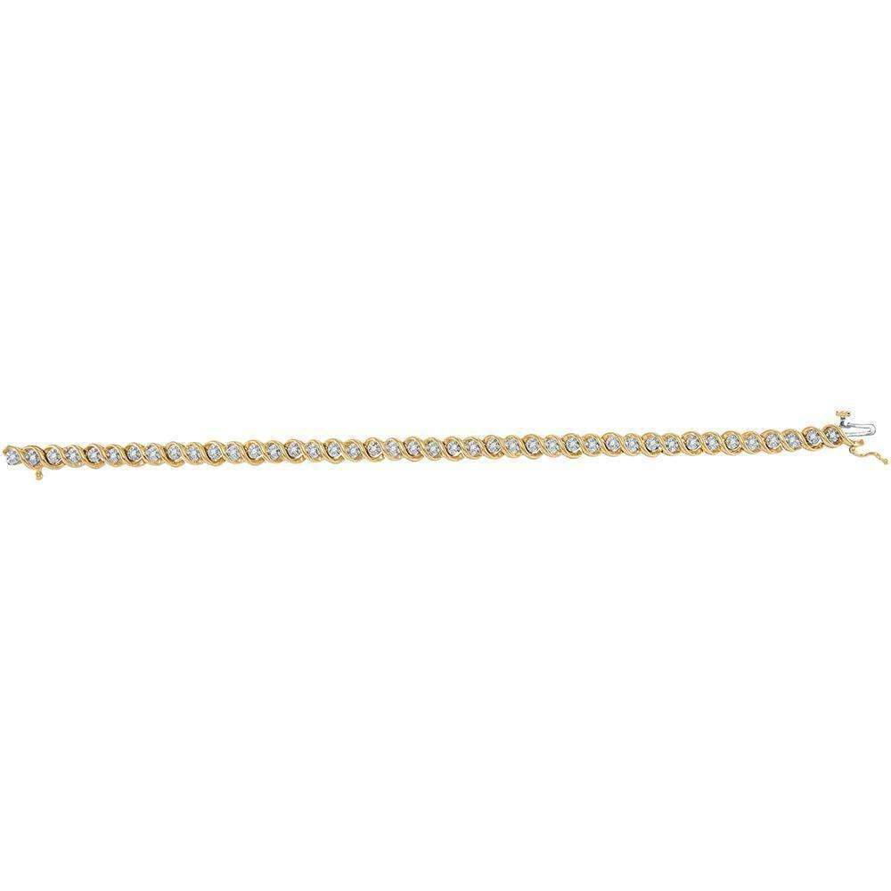 10kt Yellow Gold Women's Round Diamond Tennis Bracelet 1-2 C