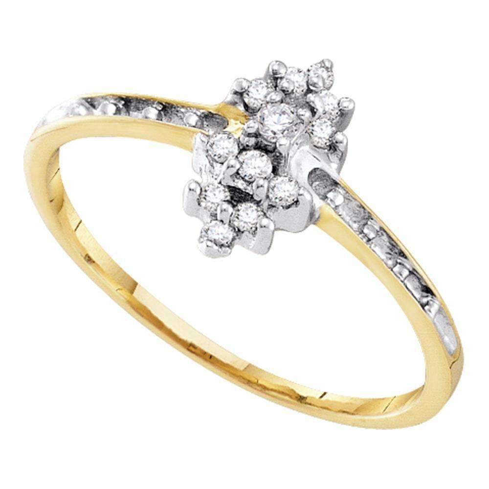 10kt Yellow Gold Women's Round Prong-set Diamond Small Cluster Ring 1/8 Cttw - FREE Shipping (US