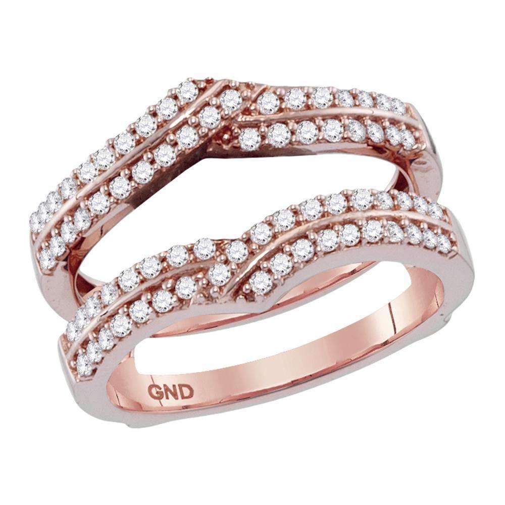 14kt Rose Gold Women's Round Diamond Ring Guard Wrap Solitaire Enhancer 1/2 Cttw - FREE Shipping