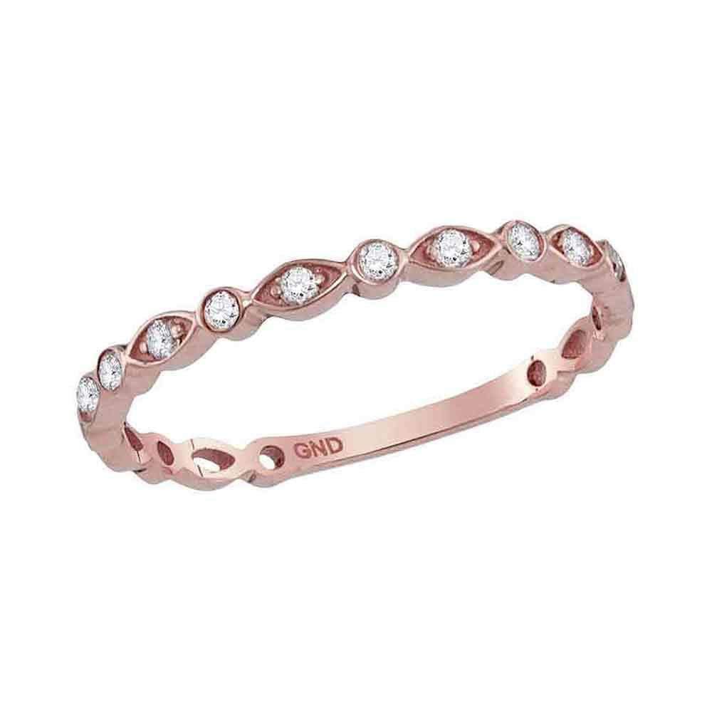 14kt Rose Gold Women's Round Diamond Stackable Band Ring 1-8 Cttw - FREE Shipping (US/CAN)