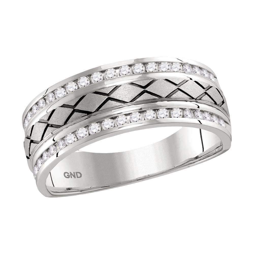 14kt White Gold Men's Round Channel-set Diamond Wedding Band Ring 1/2 Cttw - FREE Shipping (US/C