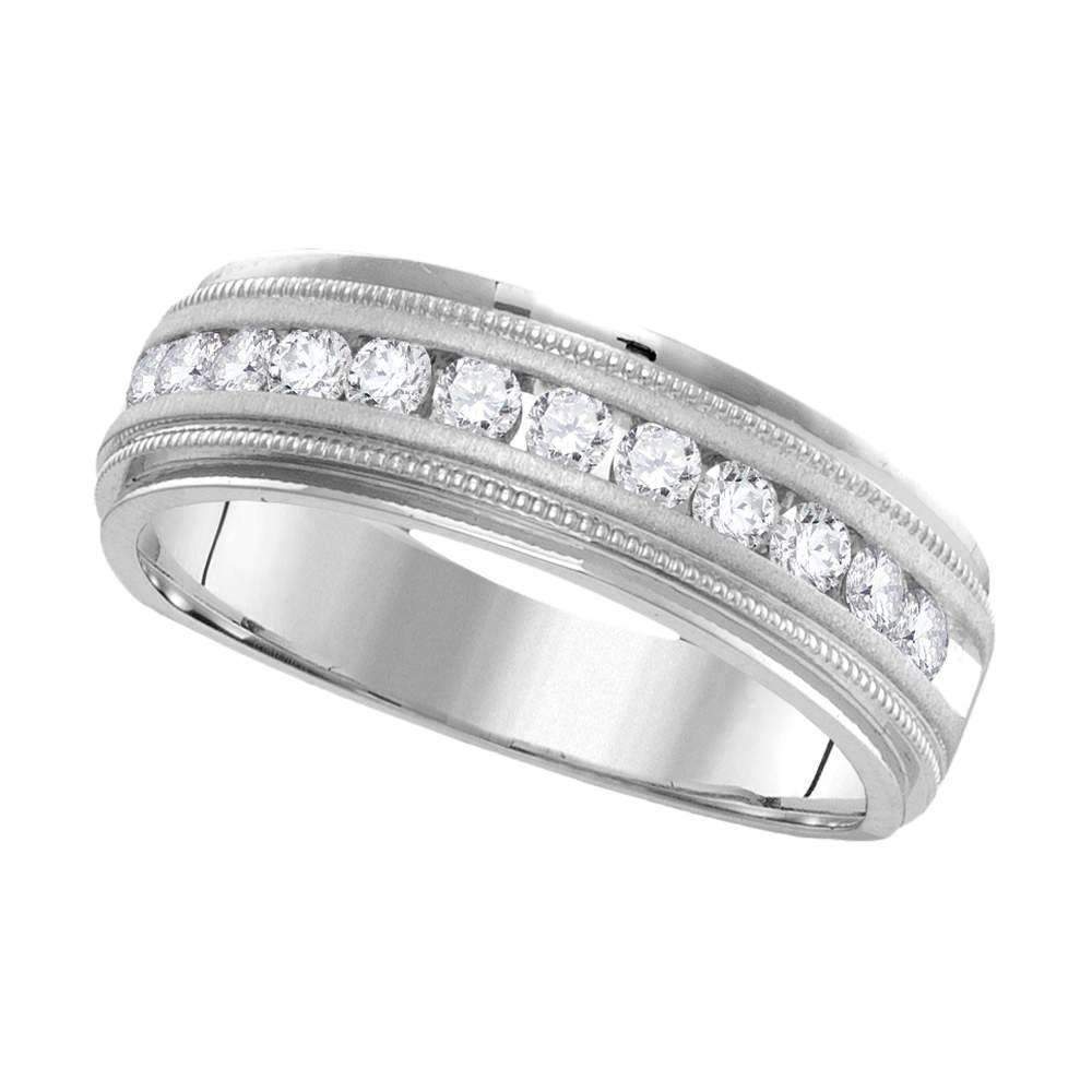 14kt White Gold Men's Round Diamond Wedding Band Ring 1.00 Cttw - FREE Shipping (US/CAN)