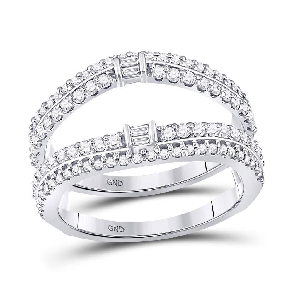 14kt White Gold Women's Diamond Ring Guard Enhancer Wedding Band 3/4 Cttw