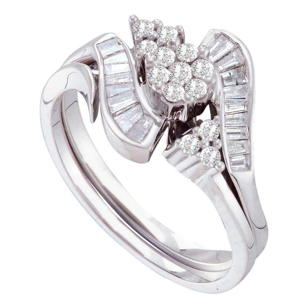 14kt White Gold Women's Round Diamond Bridal Wedding Engagement Ring Band Set 1/2 Cttw - FREE Sh