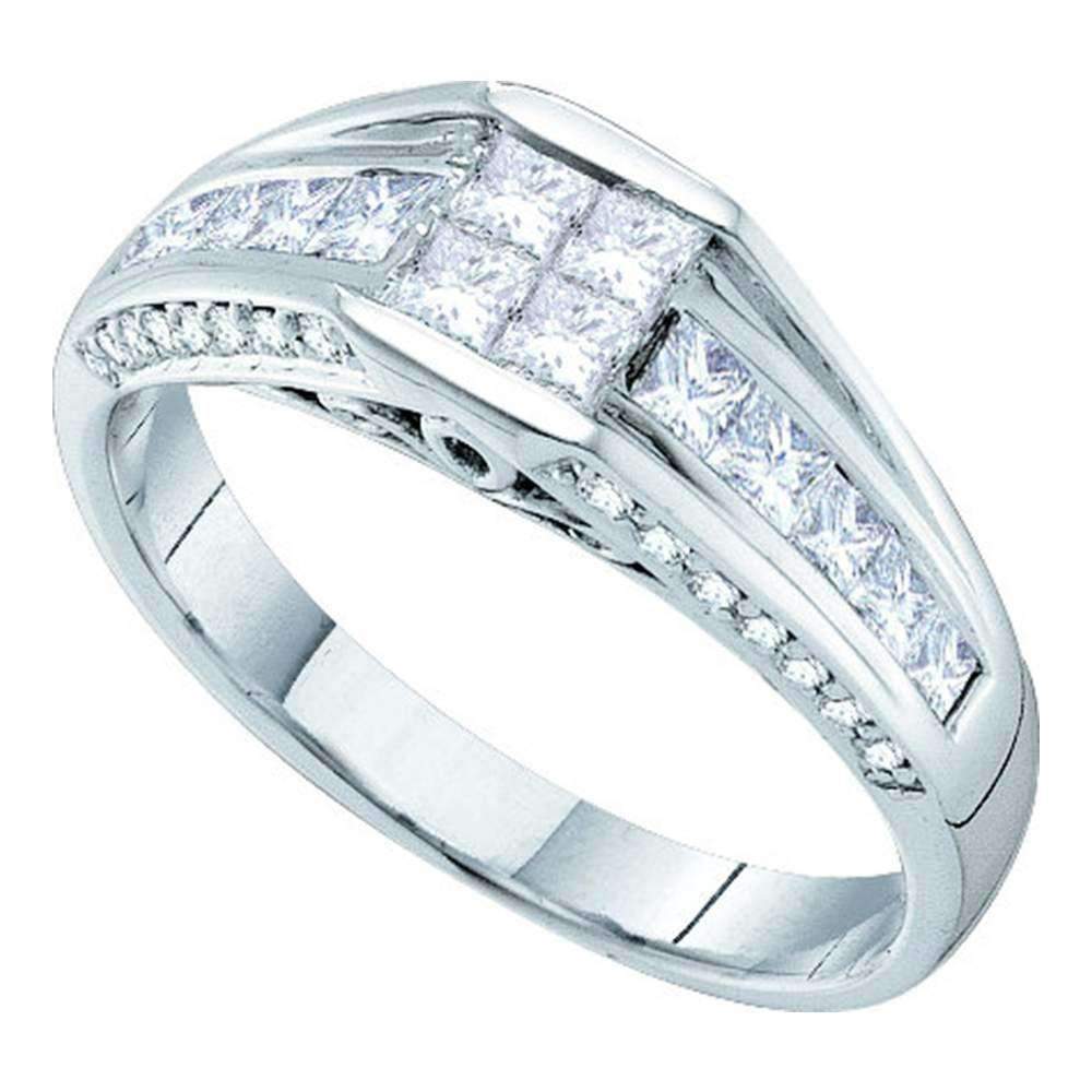 14kt White Gold Women's Round Diamond Cluster Bridal Wedding Engagement Ring 1.00 Cttw - FREE Sh