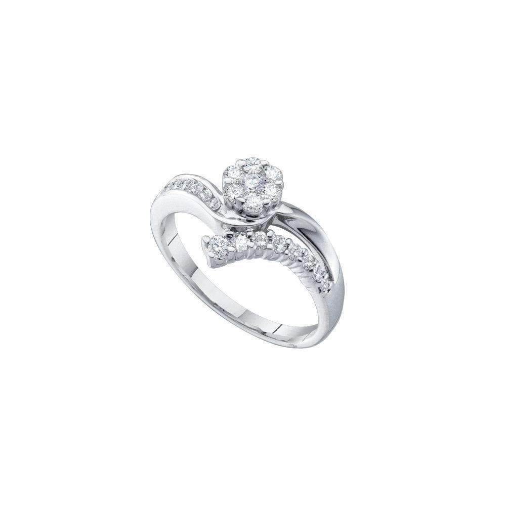 14kt White Gold Women's Round Diamond Cluster Ring 1/2 Cttw - FREE Shipping (US/CAN)