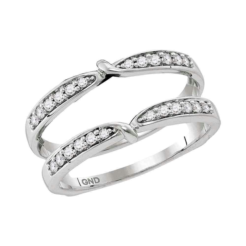 14kt White Gold Women's Round Diamond Ring Guard Wrap Enhancer Wedding Band 1/4 Cttw - FREE Ship