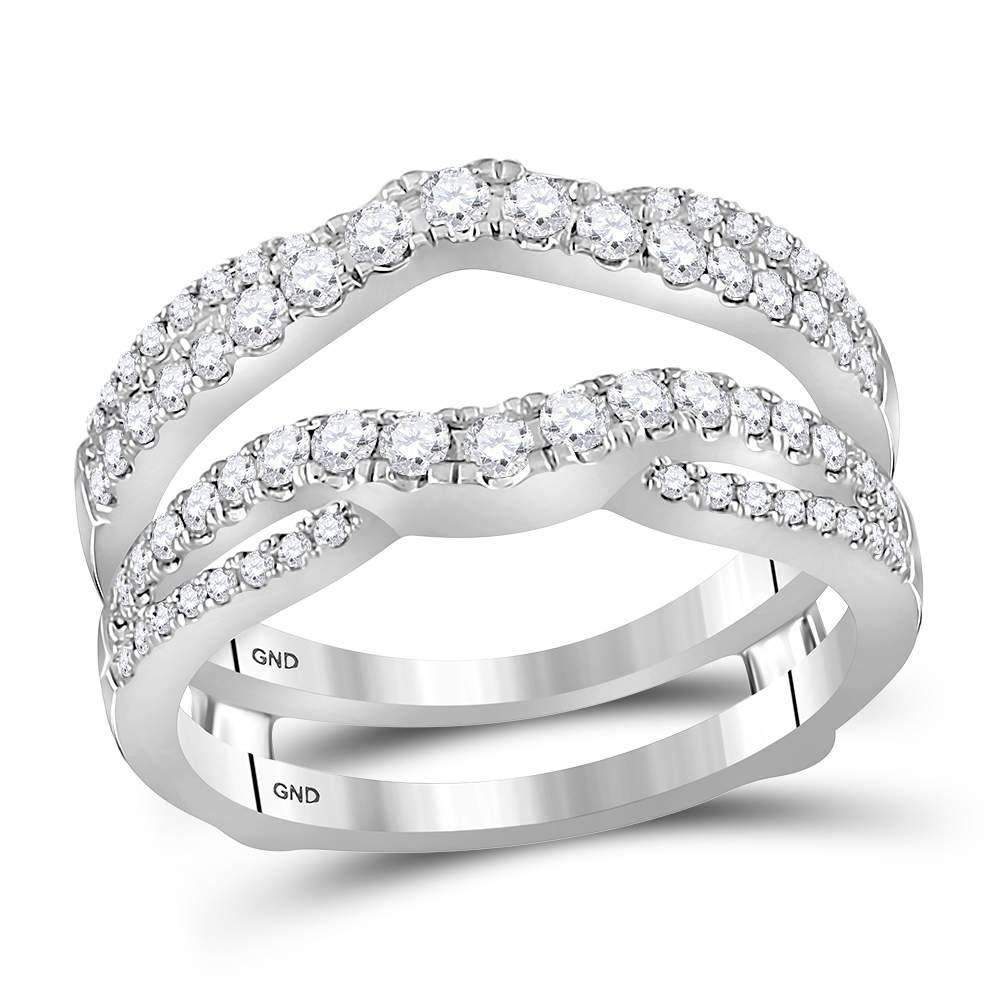 14kt White Gold Women's Round Diamond Ring Guard Wrap Ring Guard Enhancer 5/8 Cttw - FREE Shippi