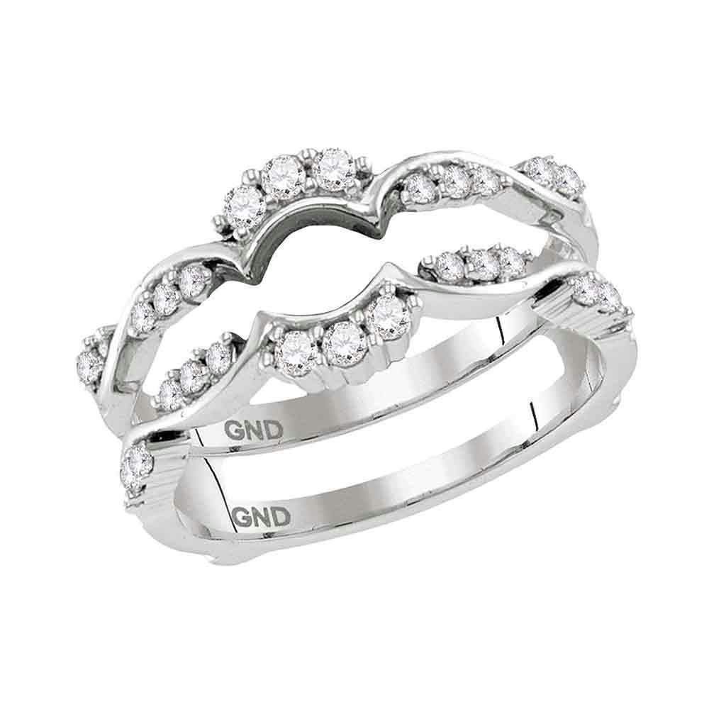 14kt White Gold Women's Round Diamond Ring Guard Wrap Solitaire Enhancer 1/3 Cttw - FREE Shippin