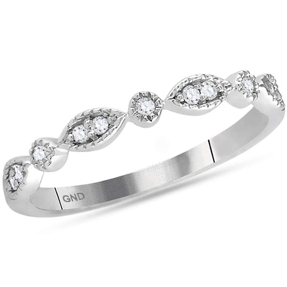14kt White Gold Women's Round Diamond Stackable Band Ring 1-