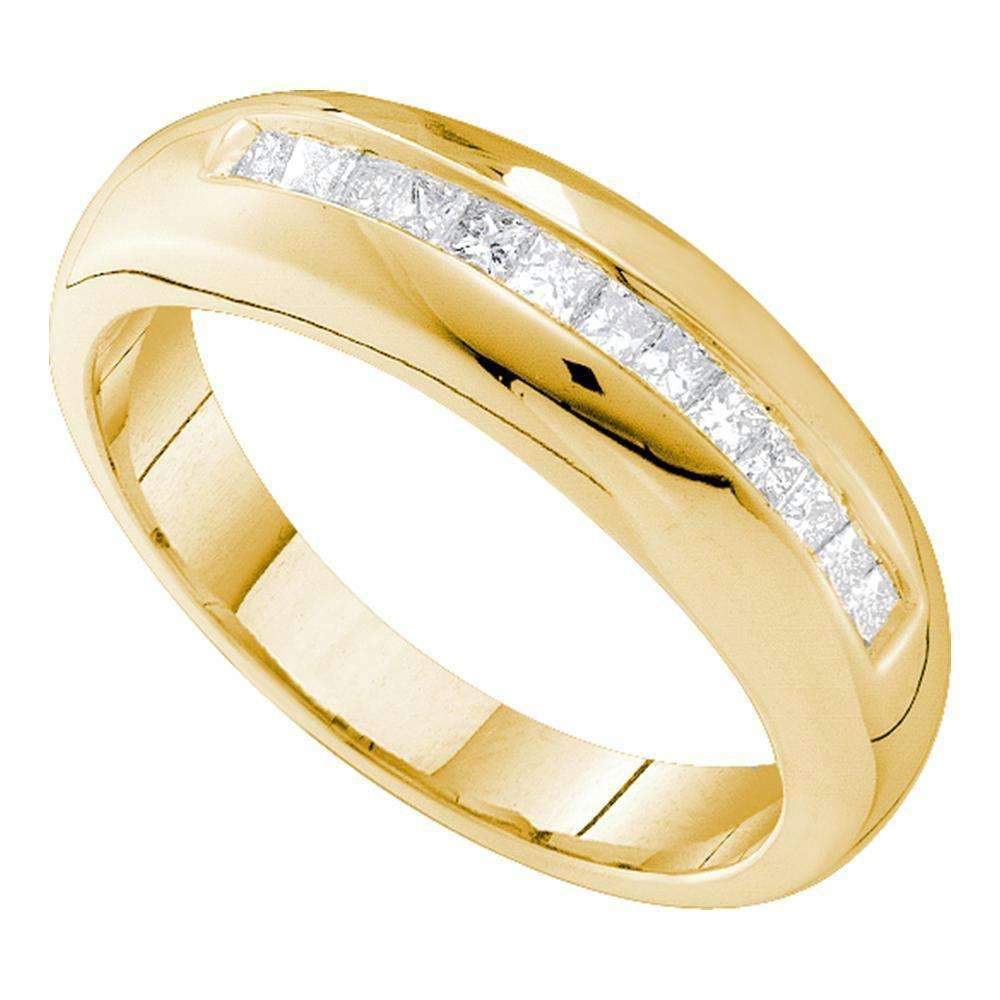 14kt Yellow Gold Men's Princess Channel-set Diamond Wedding Band Ring 1/2 Cttw - FREE Shipping (