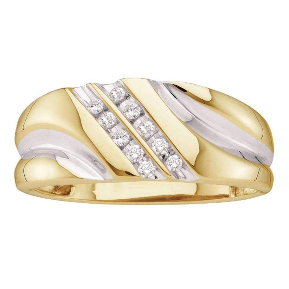 14kt Yellow Gold Men's Round Diamond Wedding Band Ring 1/8 Cttw - FREE Shipping (US/CAN)