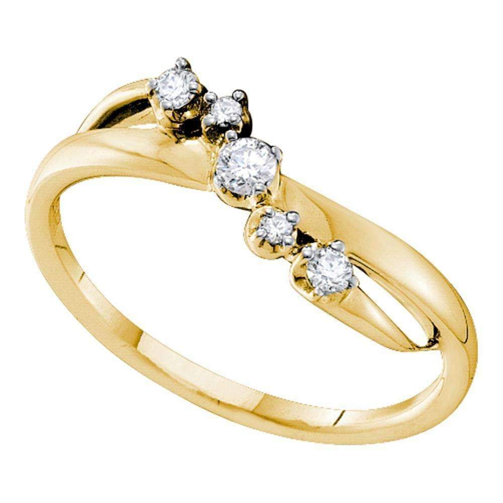 14kt Yellow Gold Women's Round Diamond 5-stone Crossover Band Ring 1/6 Cttw - FREE Shipping (US/