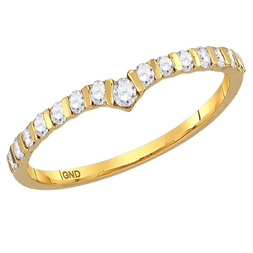 14kt Yellow Gold Women's Round Diamond Chevron Stackable Band Ring 1/4 Cttw - FREE Shipping (US/