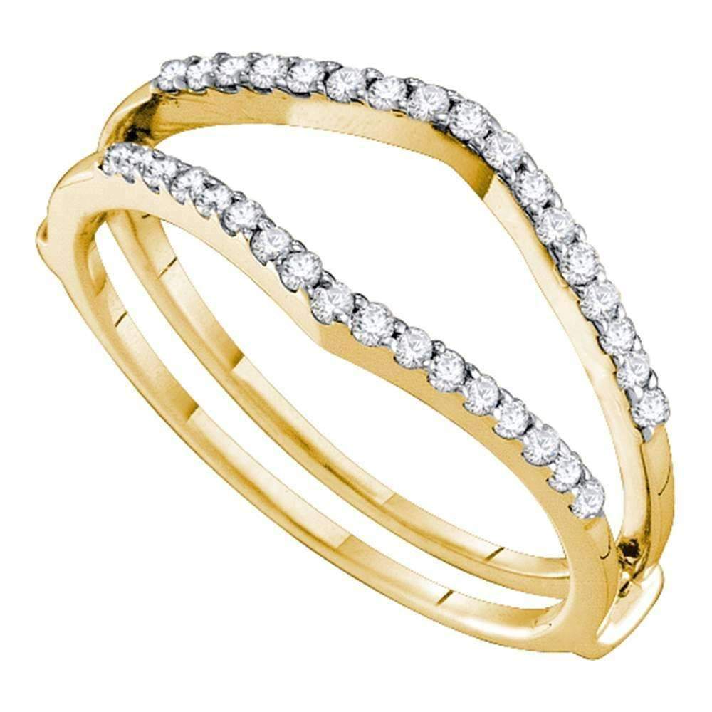 14kt Yellow Gold Women's Round Diamond Ring Guard Wrap Enhancer Wedding Band 1/4 Cttw - FREE Shi