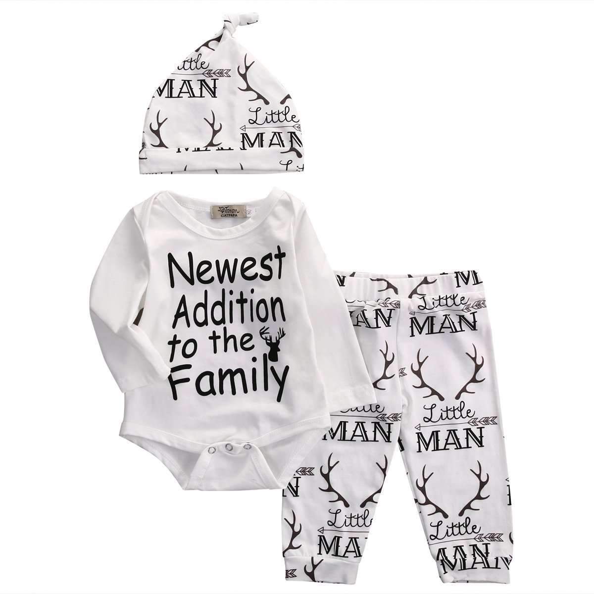 2016 Autumn style baby boy clothes fashion cotton baby girl clothing set casual Deer romper+pants+ha