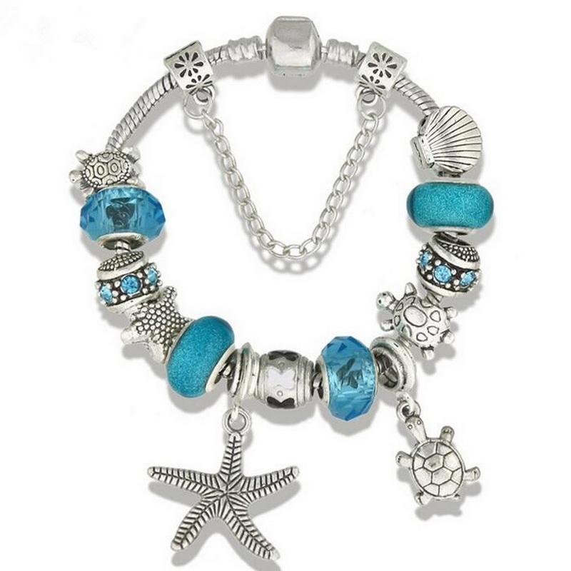 Cool Summer Vacation Jewelry Alloy Star-fish Tortoise Charm Brac