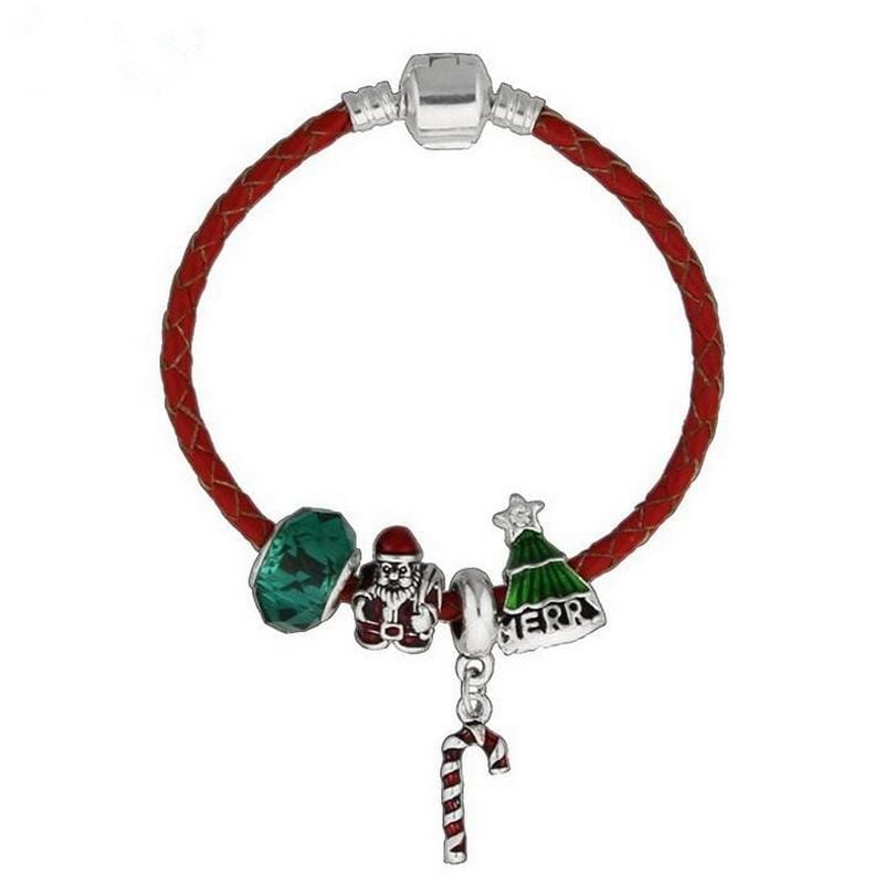 Simple Christmas Gifts Design PU Cord Glass Beads Bracelet