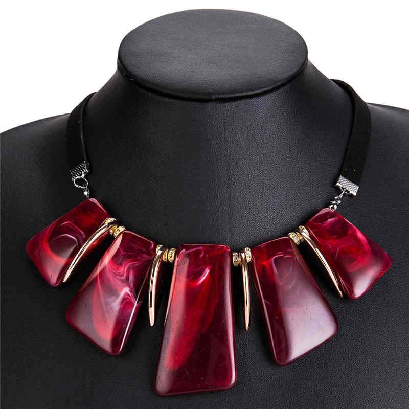 Lady Fashion Exaggerated Acrylic Block Shape Pendant Decoration Choker Necklace