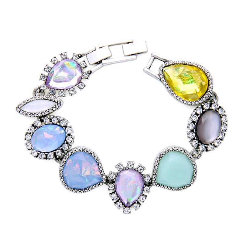 New Arrival Trendy Unique Irregular Rhinestone Bracelet Charm Design Natural Sonte Hand Made Bracele