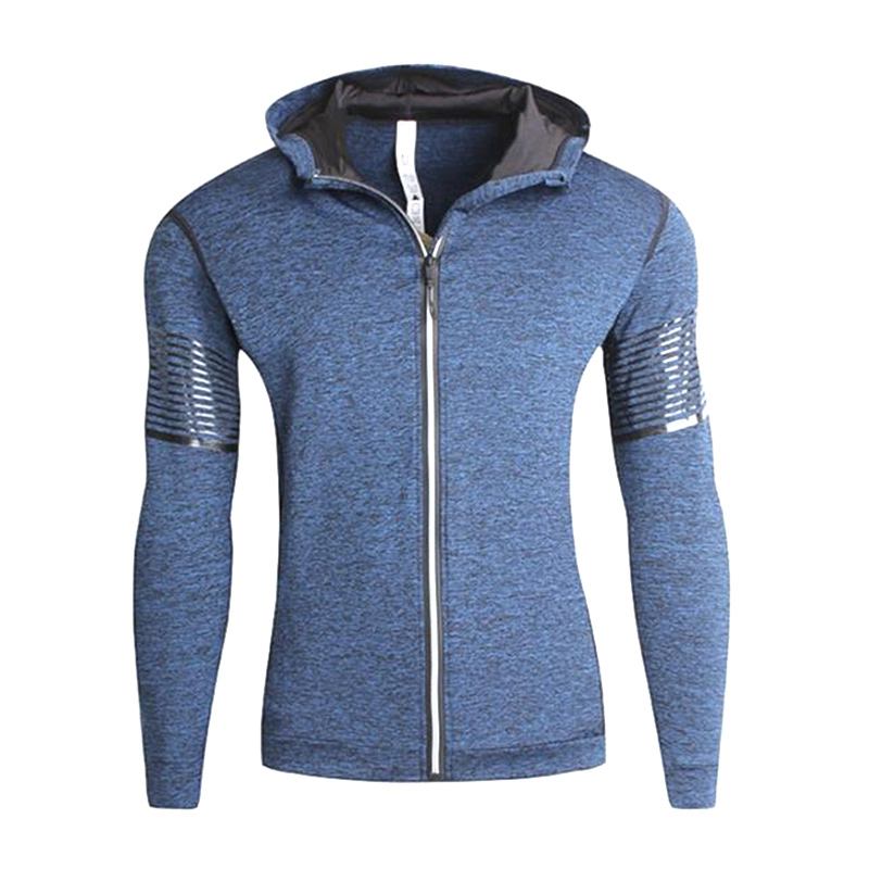 Men Thick Cotton Solid Color Long Sleeves Slim Fit Sport Warm Zipper Hoodie