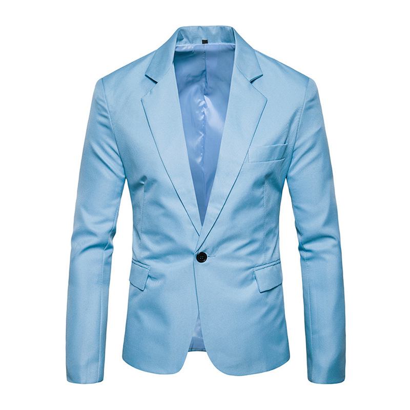 Men Cotton Solid Color Long Sleeves Lapel Slim Fit Suit Jacket