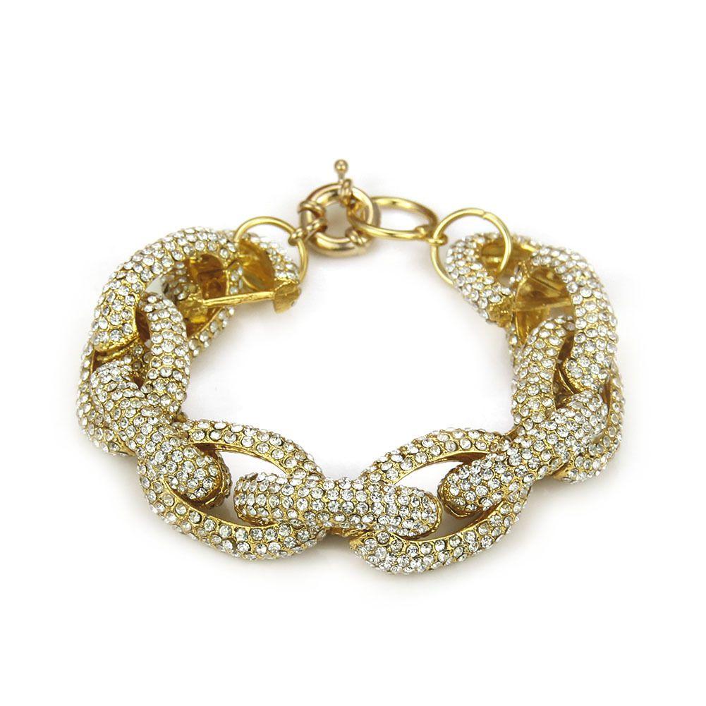 Fashion Men And Women Top Grade Colored Rhinestone Alloy Chain Bracelet