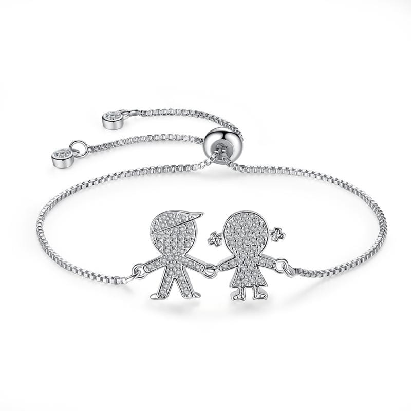 Romantic Couple Gift Jewelry Cartoon Boy And Girl Pattern Brass 