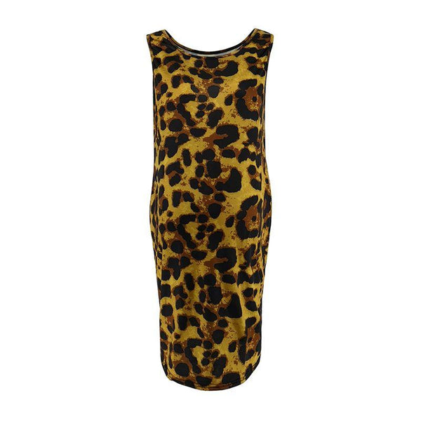 Fashion Maternity Leopard Print Sleeveless Dress