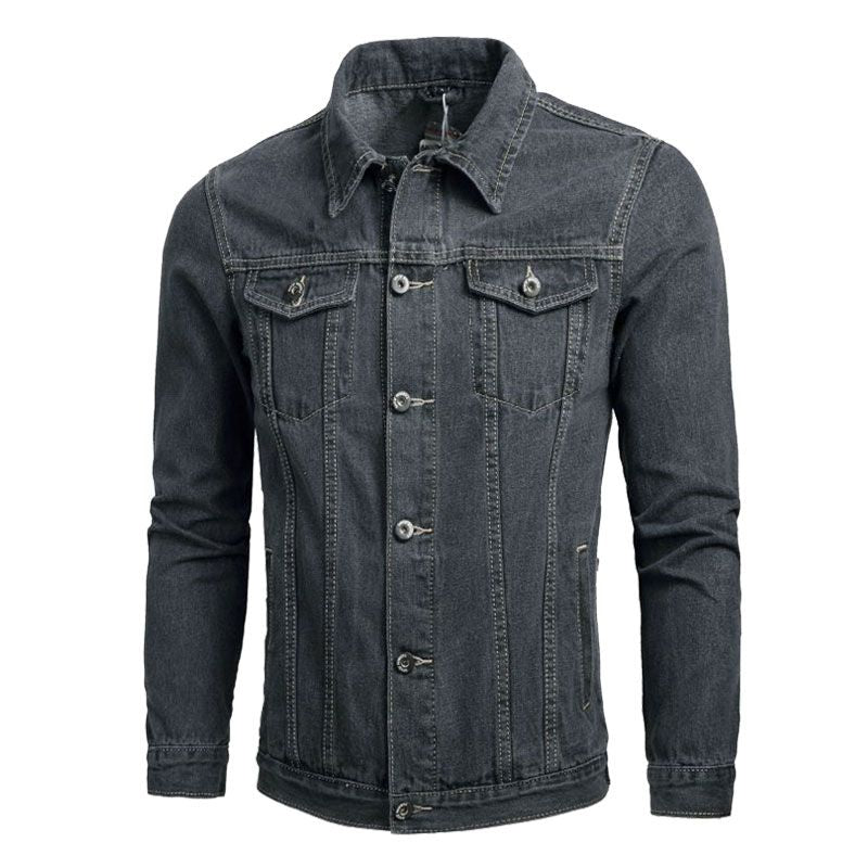 Fashion Men Cotton Letter Print Slim Fit Denim Jacket