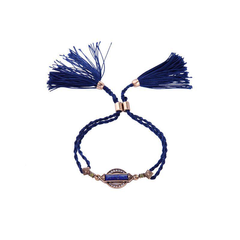 Bohemian Style Double Layer Twisted Rope Tassel Bracelet