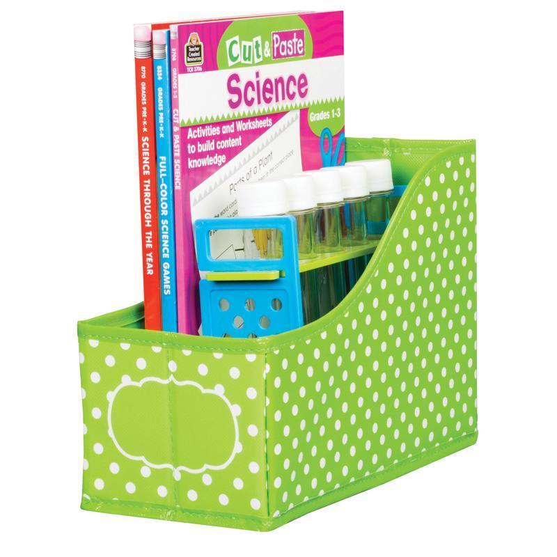 (3 Ea) Lime Polka Dots Book Bin